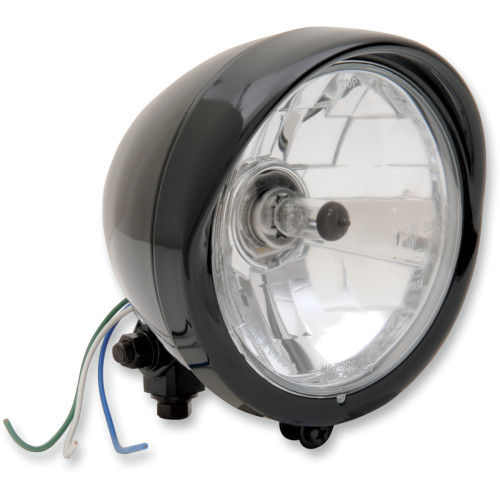 Drag Specialties 5-3/4" Head Light With Visor - Clear Lens - Black