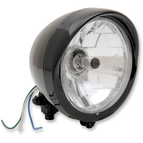 DRAG SPECIALTIES 2001-0551 Drag Specialties 5-3/4" Head Light With Visor - Clear Lens - Black