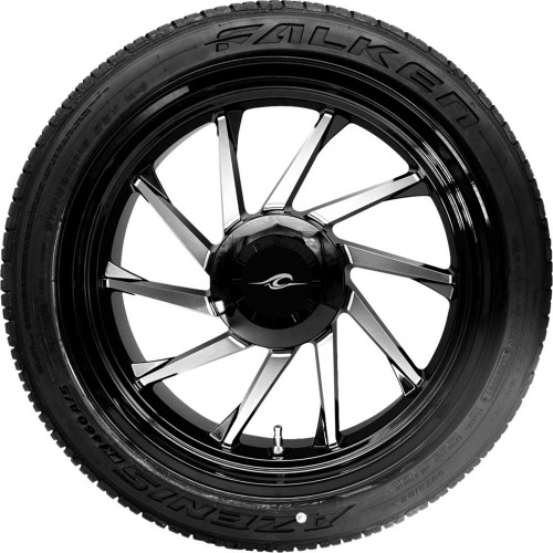 COASTAL MOTO PKGHURL187TBM Hurricane 3D Rear Left Wheel - Black Cut (18") | Falken Tire (215/45Zr18) Pkg-Hurl-187T-Bm