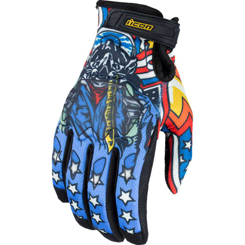 ICON 3301-4713 Icon Hooligan Ce Flyboy Gloves - Blue - 2Xl