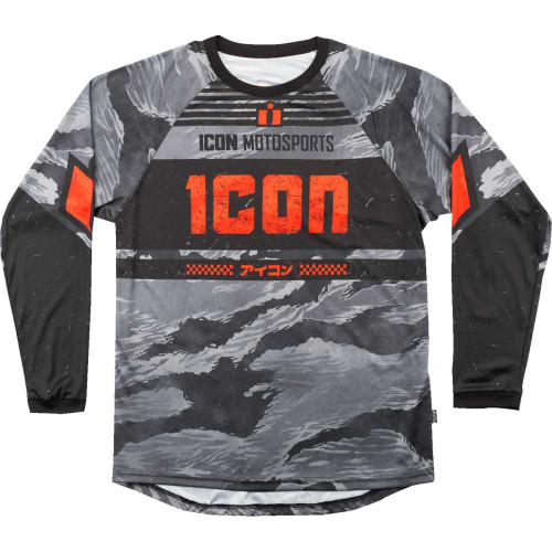 ICON 2824-0092 Icon TigerS Blood Jersey - Gray Camo - Medium
