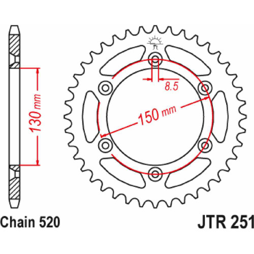 JT SPROCKETS JTR25147 Jt Sprockets Rear Sprocket - 47 Tooth - Yamaha Jtr251.47