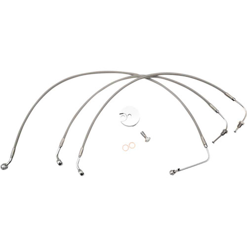 LA CHOPPERS LA8154B16 La Choppers Brake Lines - 15" - 17" Ape Hanger Handlebars - Stainless Steel La-8154B16