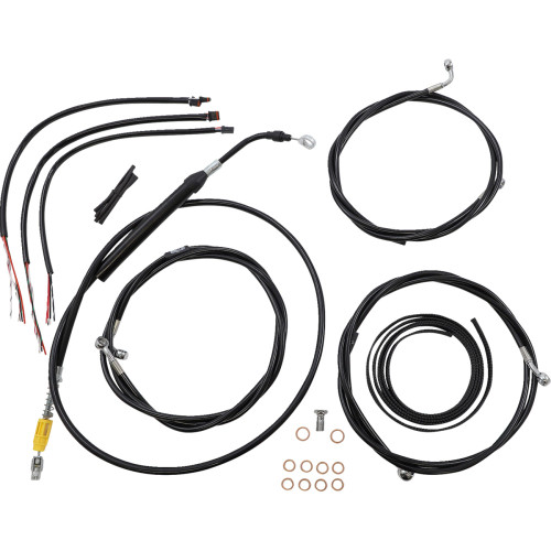 La Choppers Handlebar Cable/Brake Line Kit - Complete - 18" - 20" Handlebars - Black Vinyl La-8058Kt2-19B