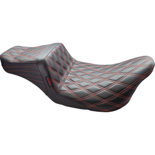 Le Pera Tailwhip Seat - Double Diamond W/ Red Thread - Black - Fl '08-'24 Lk-587Dd-Red