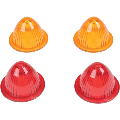 Drag Specialties Mini Retro-Style Lens Kit - Amber/Red