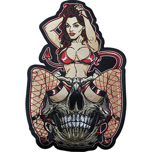 LETHAL THREAT LT30251 Lethal Threat Devil Girl Embroidered Patch - Large Lt30251