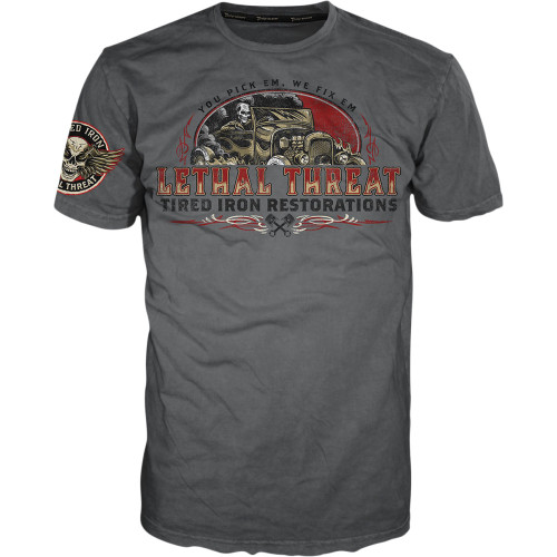 Lethal Threat Vintage Velocity Tired Iron Restorations T-Shirt - Gray - Xl Vv40174Xl