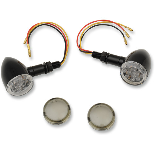 Drag Specialties Led Marker Lights - Black/Amber - Smoke Lens