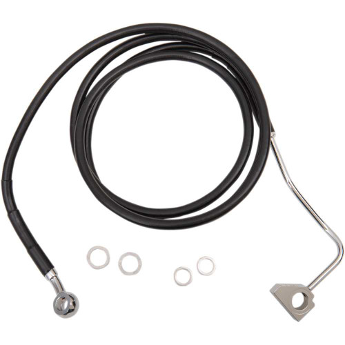 DRAG SPECIALTIES 1741-3996 Drag Specialties Brake Line - Front (Upper) - Black - +4" With Abs