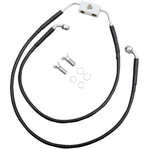 DRAG SPECIALTIES 1741-3844 Drag Specialties Brake Line - Front - Black - +10" - Fxdwg '12-'17