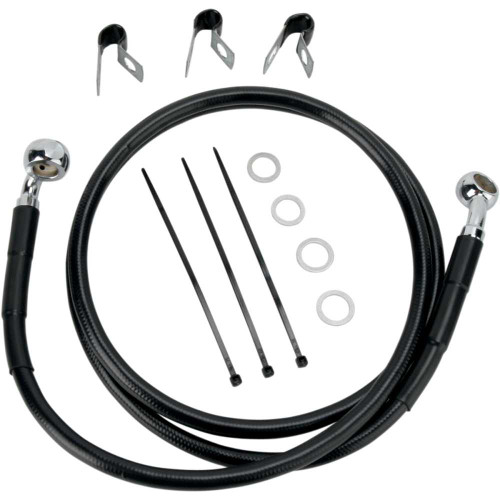 DRAG SPECIALTIES 1741-2539 Drag Specialties Brake Line - Front - Black - +2" - '00-'07 Flst