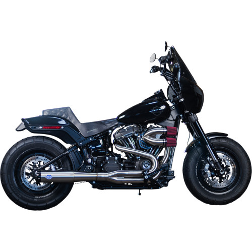 S&S Cycle 2-Into-1 Superstreet Exhaust System - 50 State - M8 Softail - Stainless Steel 550-0996B