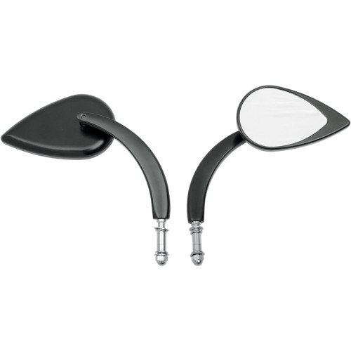 Drag Specialties Mirror - Tear Drop - Black - Long Stem