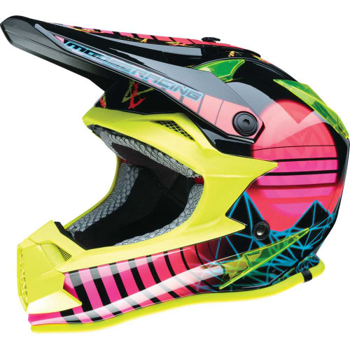 MOOSE RACING 01111615 Moose Racing Youth F.I. Helmet - Vaporwave - Mips - Black/Pink/Yellow - Medium 0111-1615