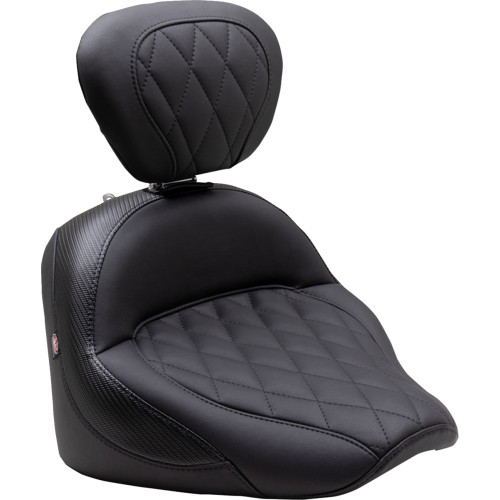 Mustang Solo Touring Seat - W/ Driver Backrest - Black - Diamond Stitch - Chief '22-'23 89740
