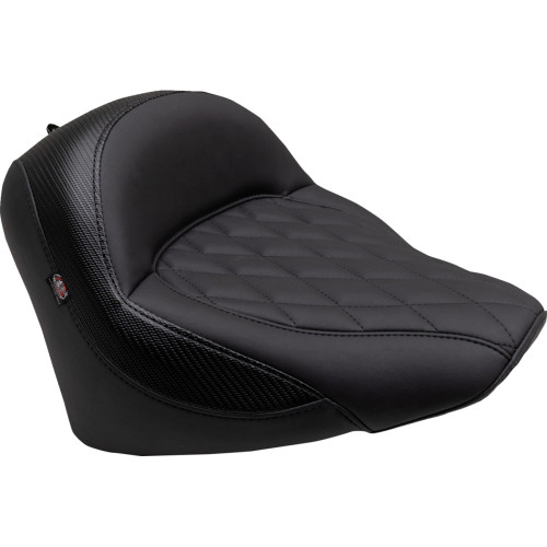 Mustang Solo Touring Seat - W/O Driver Backrest - Black - Diamond Stitch - Chief '22-'23 88203