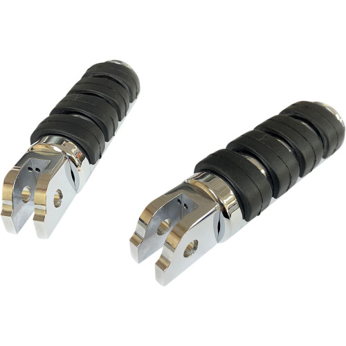 Drag Specialties Fml Soft-Ride Footpegs - Driver - Chrome/Black - Softail