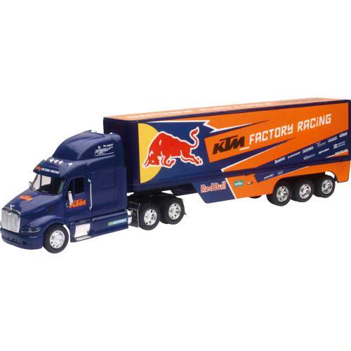 NEW RAY TOYS 14393 Peterbilt Red Bull Ktm Race Team Truck - 1:32 Scale - Blue/Orange 14393