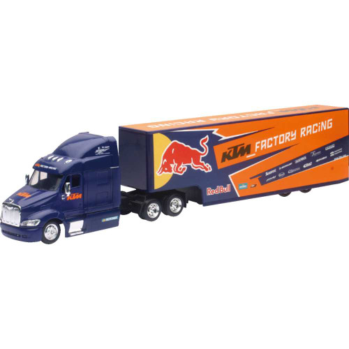 NEW RAY TOYS 15973 Peterbilt Red Bull Ktm Race Team Truck - 1:43 Scale - Blue/Orange 15973