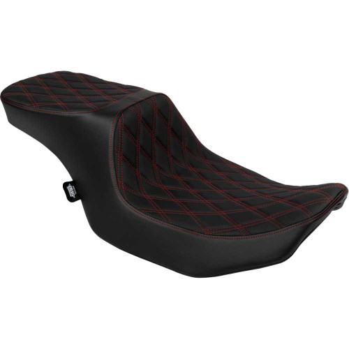 DRAG SPECIALTIES 0801-1950 Predator 2-Up Seat - Vinyl - Double Diamond Red Stitch - W/O Backrest - Fltr/Flhx '23-'24