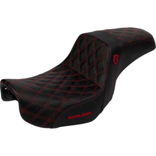 SADDLEMEN SC80604RED Pro Series Sdc Performance Seat - Carbon Fiber/Lumbar Gripper - Red Stitch - Dyna '06-'17 Sc80604Red