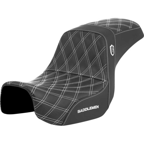 SADDLEMEN SC80604WHI Pro Series Sdc Performance Seat - Carbon Fiber/Lumbar Gripper - White Stitch - Dyna '06-'17 Sc80604Whi