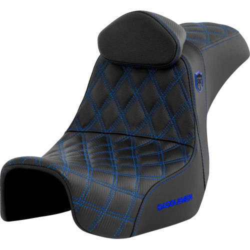 SADDLEMEN SC80604BLURT Pro Series Sdc Performance Seat - With Backrest - Blue Stitch - Dyna '06-'17 Sc80604Blurt
