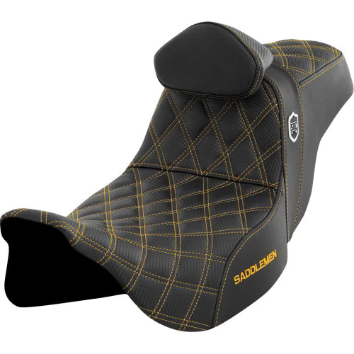 SADDLEMEN SC80807GOLRT Pro Series Sdc Performance Seat - With Backrest - Gold Stitch - Flh/Flt '08-'23 Sc80807Golrt