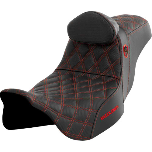 SADDLEMEN SC80807REDRT Pro Series Sdc Performance Seat - With Backrest - Red Stitch - Flh/Flt '08-'23 Sc80807Redrt