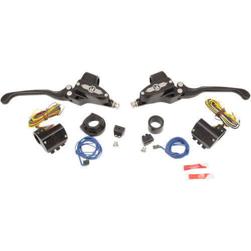 Performance Machine (Pm) Handlebar Control Set - Hydraulic - 9/16" Master Cylinder - Black 0062-4020-Bm