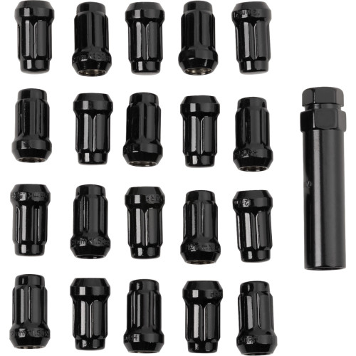 Raceline Wheels Lug Nuts - Spline Socket - 12 Mm X 1.5 - With Spline Key - Black - 20 Pack Rlug-Cs25B