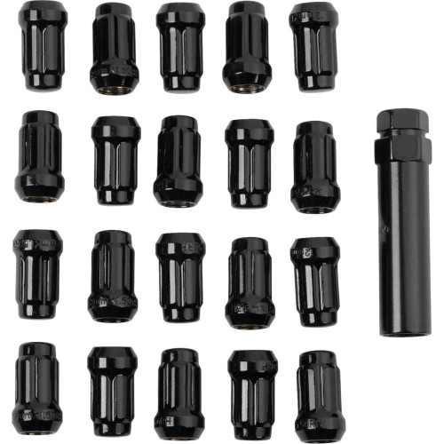RACELINE WHEELS RLUGCS25B Raceline Wheels Lug Nuts - Spline Socket - 12 Mm X 1.5 - With Spline Key - Black - 20 Pack Rlug-Cs25B