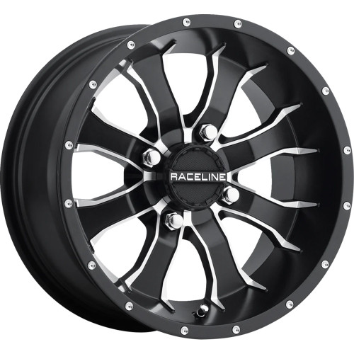 Raceline Wheels Wheel - Mamba - Front/Rear - Black/Machined - 14X7 - 4/110 - 5+2 A7747011-52