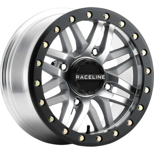 RACELINE WHEELS A91MA47056+10 Raceline Wheels Wheel - Ryno - Beadlock - Front/Rear - Machined/With Black Ring - 14X7 - 4/156 - 5+2 (+10 Mm) A91Ma-47056+10