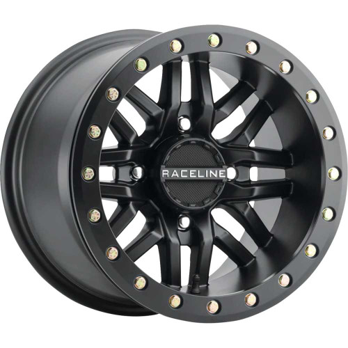 RACELINE WHEELS A91B5105655 Raceline Wheels Wheel - Ryno - Beadlock - Rear - Black/With Black Ring - 15X10 - 4/156 - 5+5 A91B-51056-55