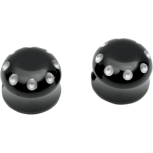 Covingtons Axle Covers - Front - Dimpled - Black - Pair - '80-'06 C0011-B