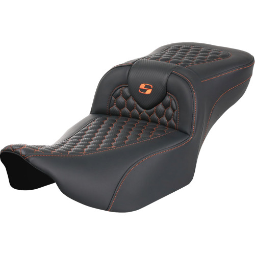 Roadsofa Extended Reach Seat - Without Backrest - Honeycomb - Orange Stitch - Fltr/Flhx '23-'24 823-07-19003