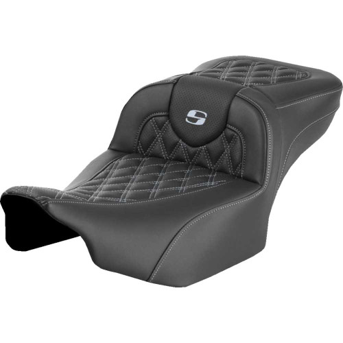 SADDLEMEN 8230718405 Roadsofa Extended Reach Seat - Without Backrest - Lattice - Silver Stitch - Fltr/Flhx '23-'24 823-07-18405