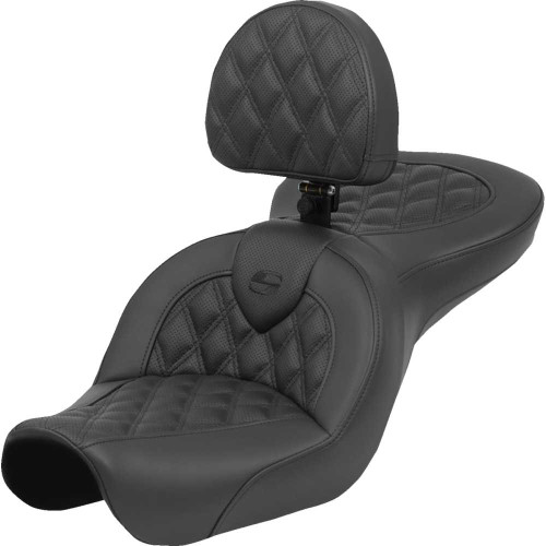 SADDLEMEN 80404182BR Roadsofa Seat - Lattice Stitch - With Backrest - Fxd '04-'05 804-04-182Br