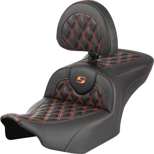 Roadsofa Seat - With Backrest - Carbon Fiber - Lattice Stitch - Orange Stitch - Fltr/Flhx '23-'24 823-07-206B3