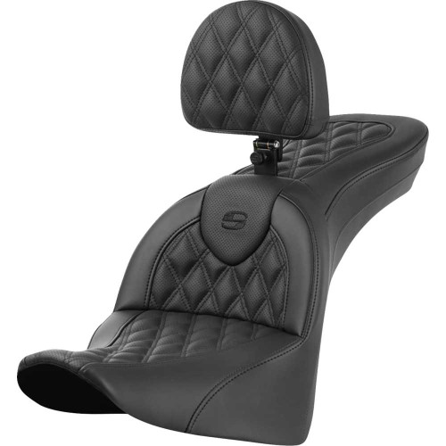 SADDLEMEN 81833182BR Roadsofa Seat - With Backrest - Lattice Stitch 818-33-182Br