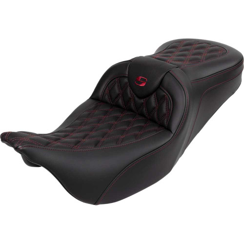 SADDLEMEN 80807B182B8 Roadsofa Seat - With Backrest - Wine Berry Stitch - Fl '08-'23 808-07B-182B8
