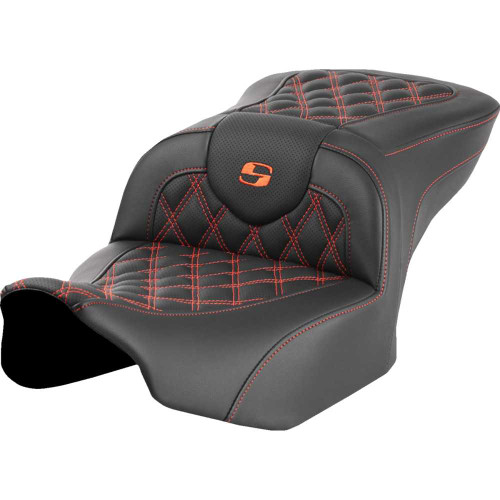 SADDLEMEN 8230718203 Roadsofa Seat - Without Backrest - Orange Lattice Stitch - Fltr/Flhx '23-'24 823-07-18203