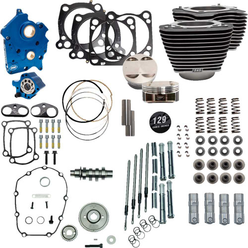 S&S CYCLE 3101224 S&S Cycle 129" Power Package Engine Performance Kit - Gear Drive - Oil Cooled - Highlighted Fins - M8 310-1224