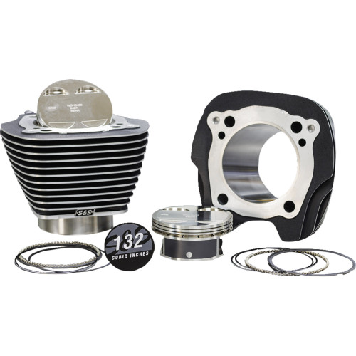 S&S Cycle 132" Big-Bore Cylinder Kit - Black Granite/Highlighted Fins - M8 910-0847
