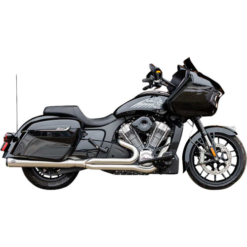 S&S CYCLE 550-1130 S&S Cycle 2-Into-1 Qualifier Exhaust System With Power Plus - Brushed Stainless Steel - Race Only - Indian 550-1130