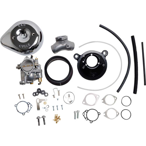 S&S CYCLE 1100145 S&S Cycle Super E Carburetor With Stealth Air Cleaner Kit - Chrome - Evolution Big Twin 110-0145