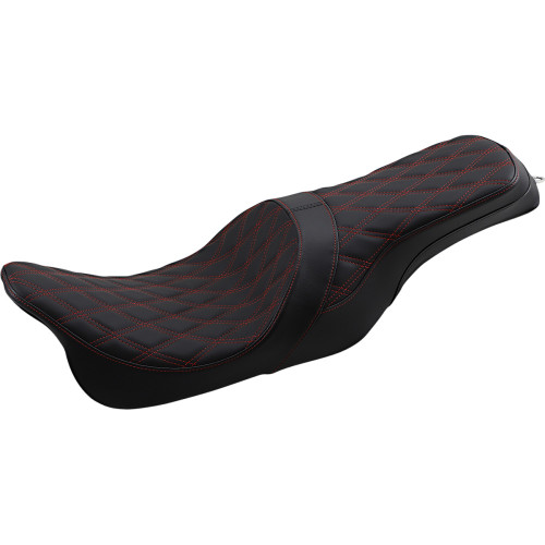 Drag Specialties Forward Positioned Predator 2-Up Seat - Double Diamond - Red Stitched - Fl '08-'23