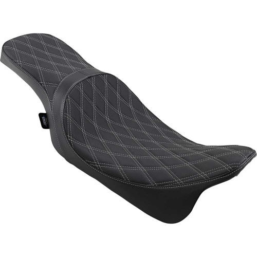 DRAG SPECIALTIES 0801-1271 Drag Specialties Predator 2-Up Seat - Double Diamond - Silver Stitching - Fl '08-'23